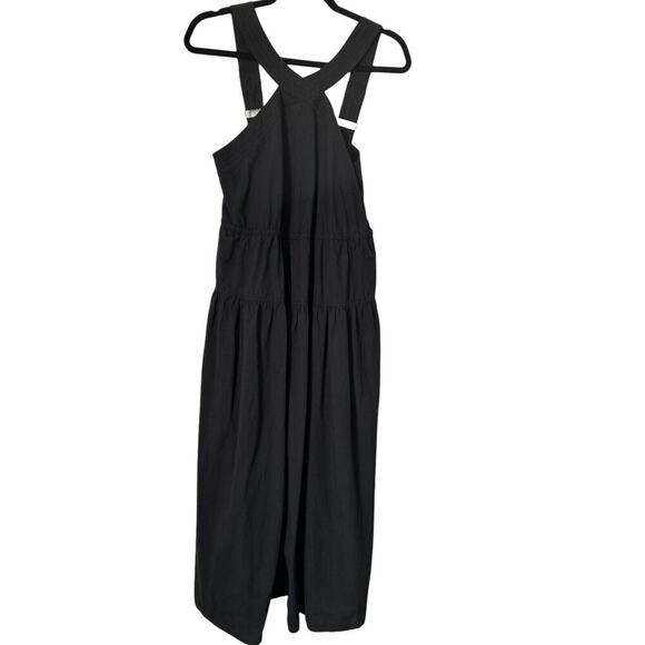 Madewell Dresses & Skirts - Madewell Dress Womens Size 4 Black Poplin Halter Tiered Criss Cross Midi